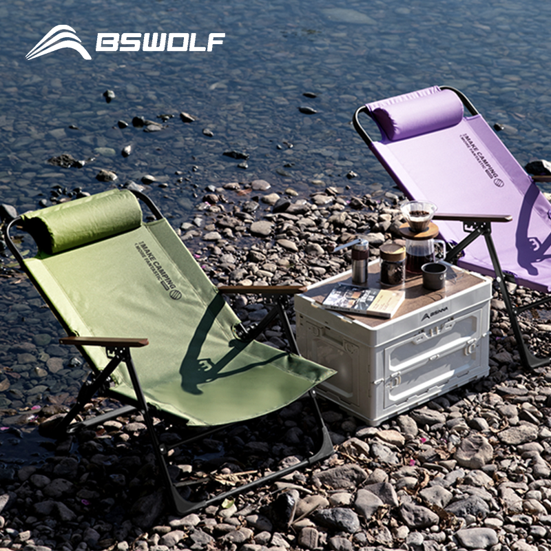 Ultimate Portable Relaxing Chair With Adjustable Armrest & Detachable Pillow For Camping, Beach, And Travel purple