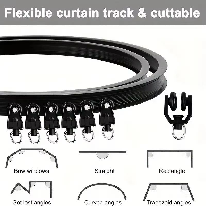 Flexible Bendable Curtain Track System Heavy Duty Ceiling Or Wall Mount Curved Rail For RVs And Room Dividers 2 Meters ceiling Installation
