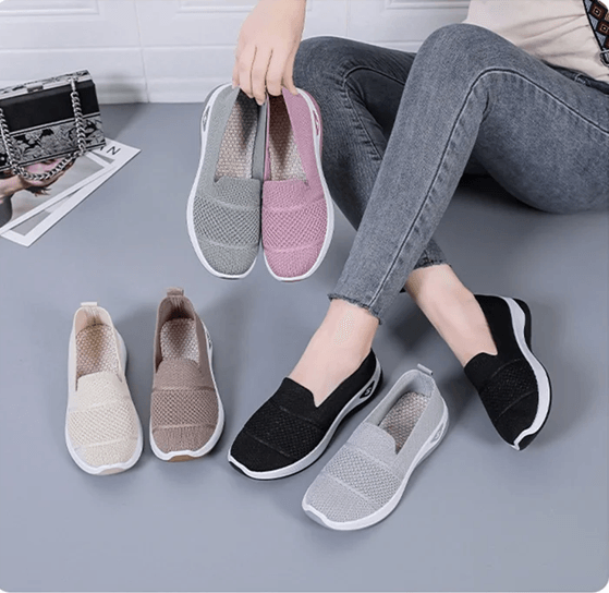 Breathable Wedge Heel Loafers For Women Slip On Knitted Walking Shoes us 6 black