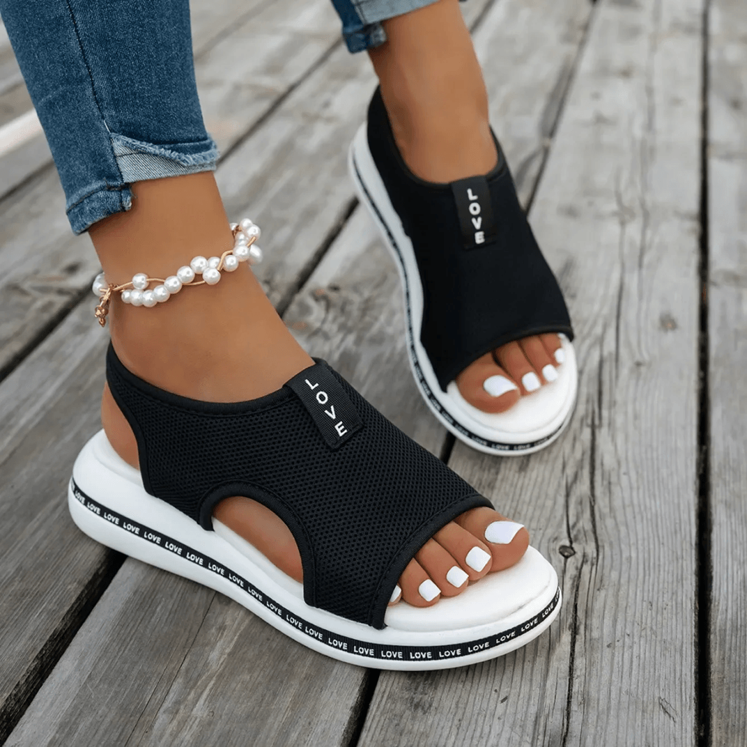 Breathable Mesh Women Sandals Open Toe Platform Summer Shoes 12.5 13 black