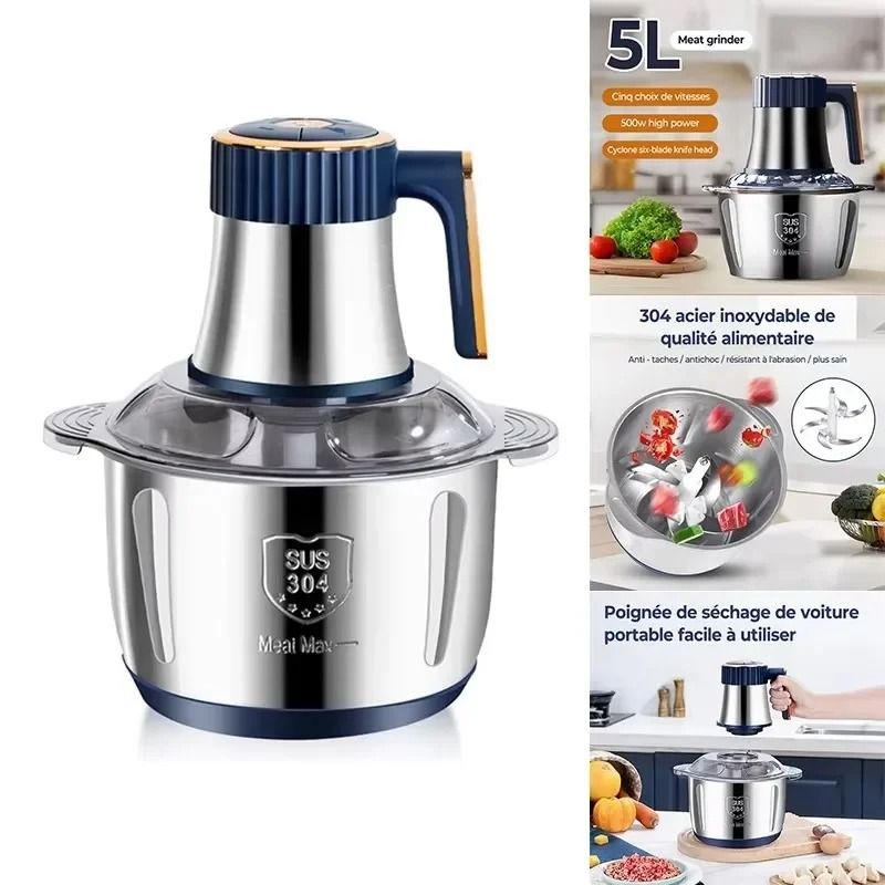 Electric Meat Grinder And Food Chopper With 5L Stainless Steel Bowl eu Plug f