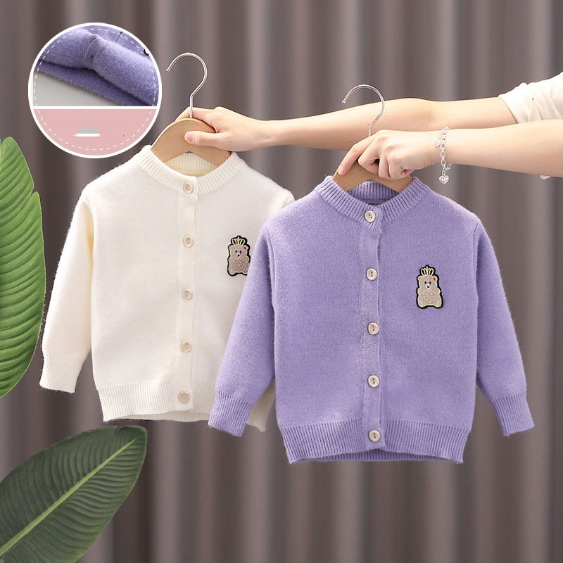 Baby Girl Autumn Knitted Coat, Infant Cotton Sweater Cardigan, Soft Kid Open Stitch Round Collar Coat 1 5 Years white 12 18m 80