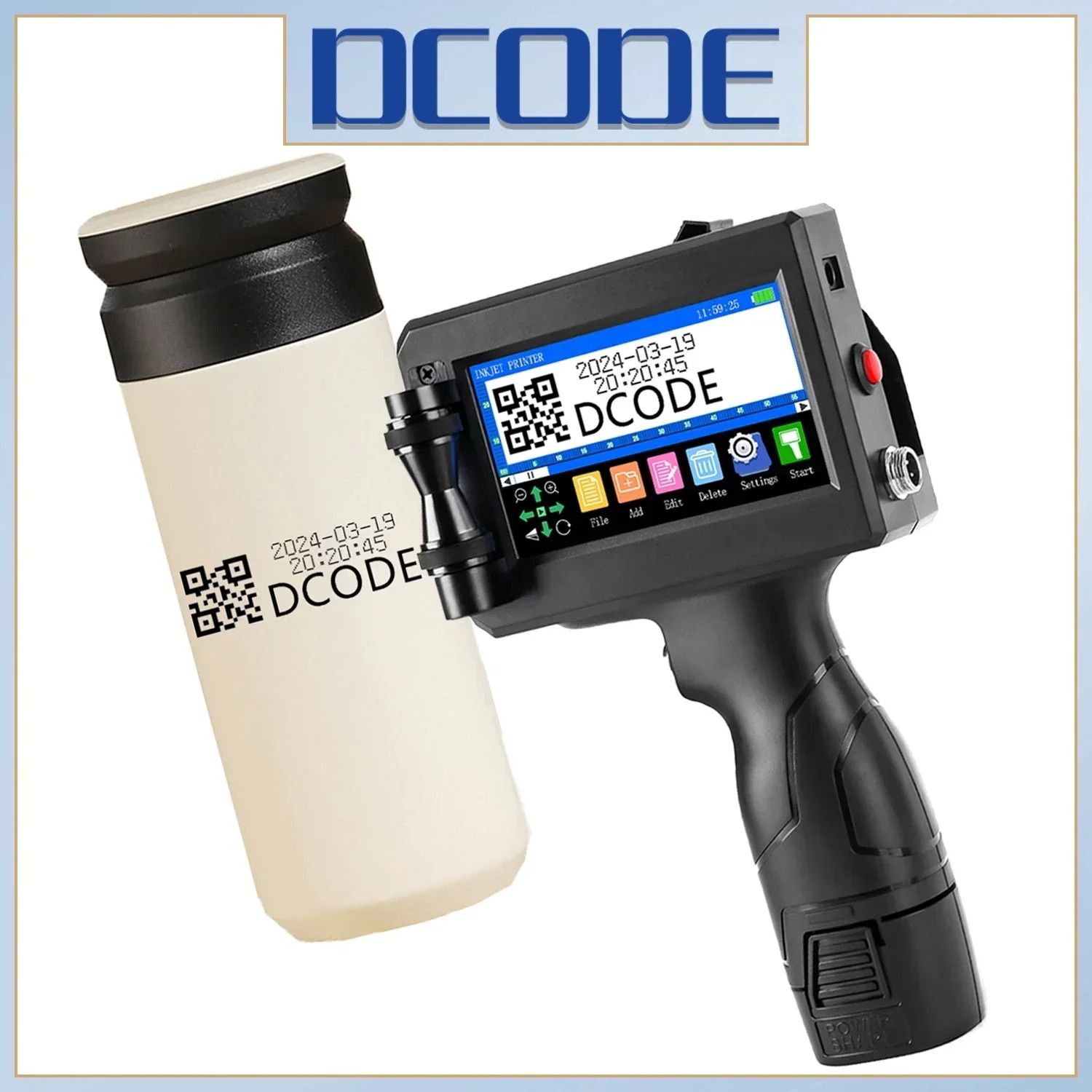 DCODE 1750PLUS Portable Handheld Inkjet Printer Text QR Barcode Label Machine jp 12.7 Mm With 2 Ink