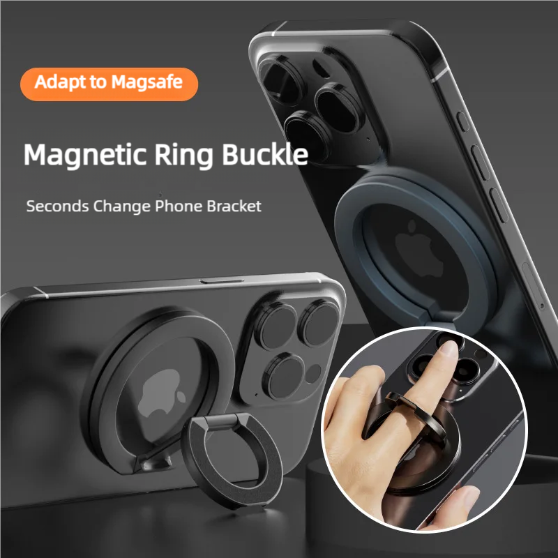 MagSafe Double Sided Magnetic Phone Ring Holder Cellphones Stand For IPhone 15 Phone Accessories Support Telephone Grip blue Holder