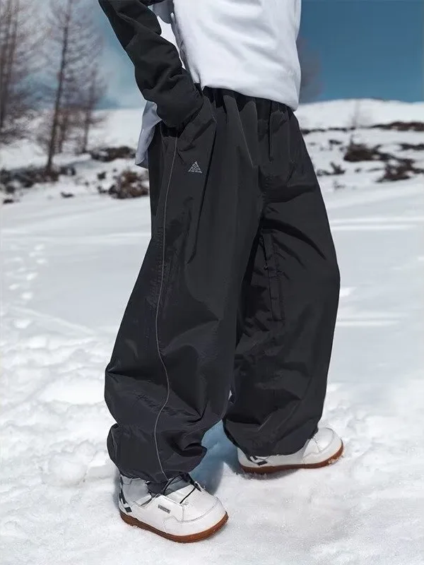 Ski Pants Waterproof Loose Fit For Men Women, Wear Resistant Ski Pants Professional Double Board Single Board yk17 black xl
