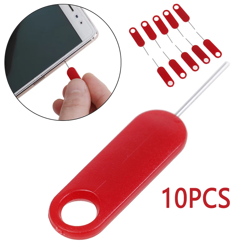 10PCS Anti lost Red Mobile Phone Sim Card Pin Tray Removal Needle, Ejector Opener Key Tool For IPhone, Samsung, Huawei 10PCS Anti lost Red Mobile Phone Sim Card Pin Tray Removal Needle, Ejector Opener Key Tool For IPhone, Samsung, Huawei