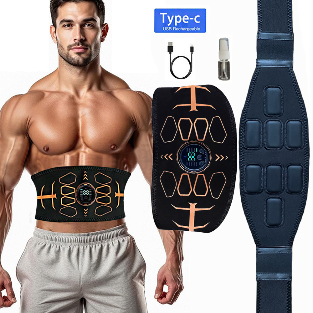 EMS Muscle Stimulator Ab Trainer, Smart Abdominal Toning Belt USB Charge, Body Massager Weight Loss Fitness Equipment EMS Muscle Stimulator Ab Trainer, Smart Abdominal Toning Belt USB Charge, Body Massager Weight Loss Fitness Equipment