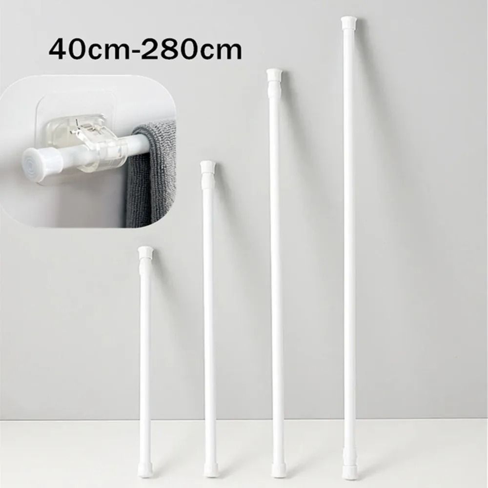 Adjustable Curtain Rod Telescopic Extendable Spring Tension Rod For Shower Or Window No Drill Hanging Bar 59110.2 In 4pcs Hook