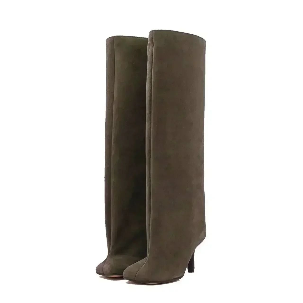 Womens Knee High Boots With 6cm Slim High Heels Round Toe Fashion Long Boots For Autumn And Winter us 6.5 black