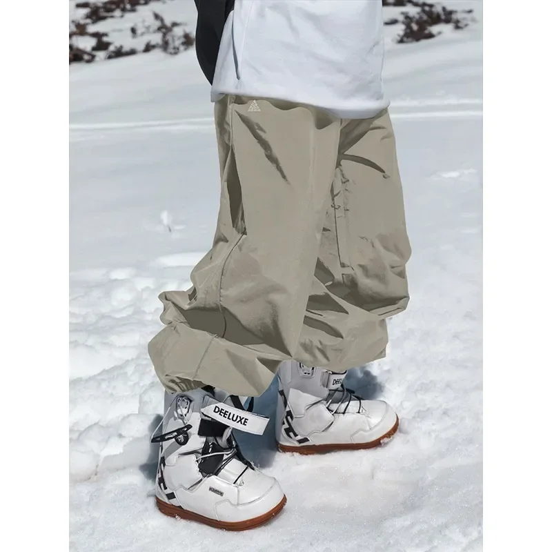 Professional Waterproof Ski Pants, Men's And Women's Snowboard Pants, Loose Fit, Wear Resistant For All Mountain Use gray l