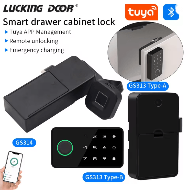 Tuya Smart Fingerprint Cabinet Lock Keyless Security Drawer And Furniture Lock gs313 b m1
