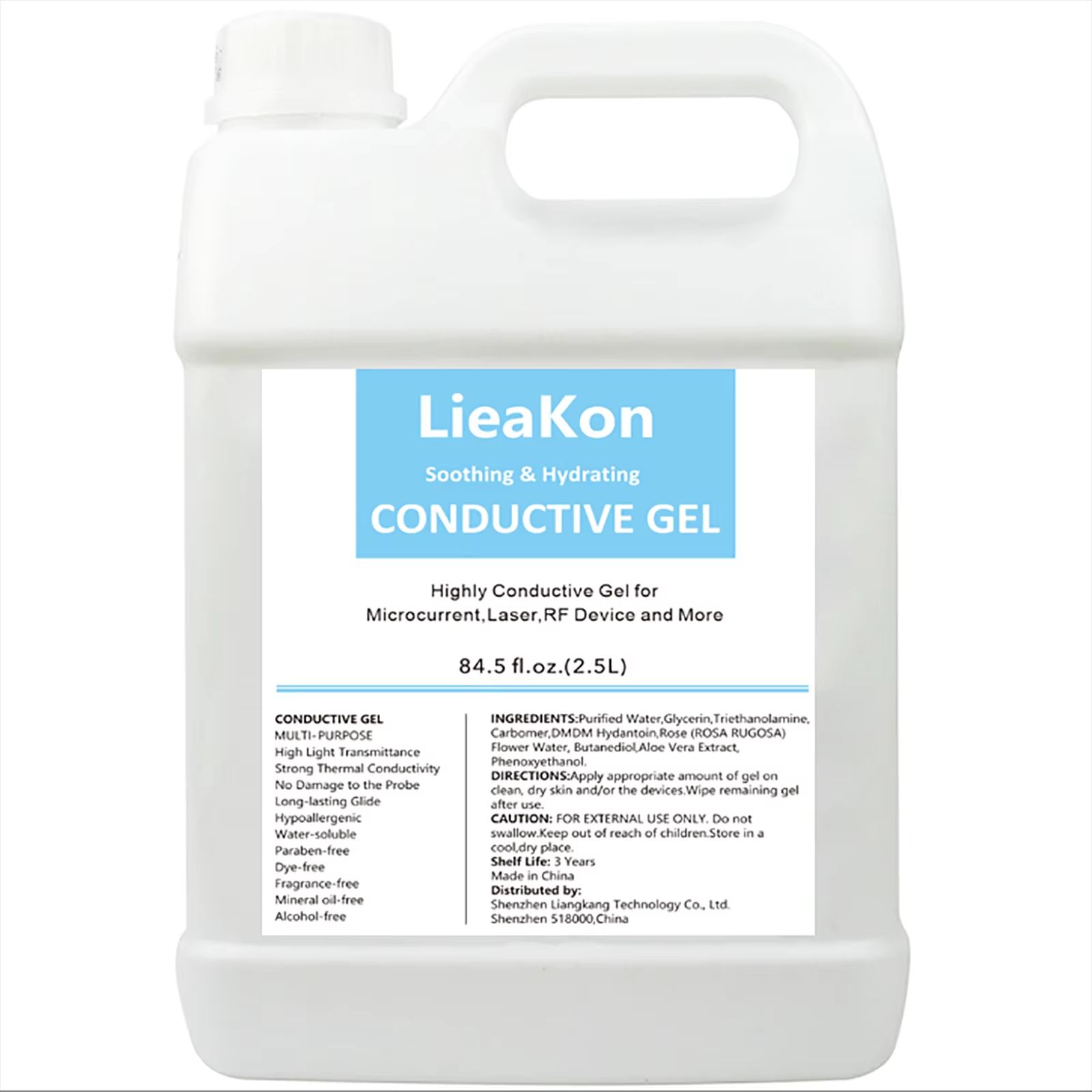 2.5L Professional Ultrasound Gel Clear Conductor Gel For Radiofrequency, Cavitation & Skin Care Treatments 2.5l
