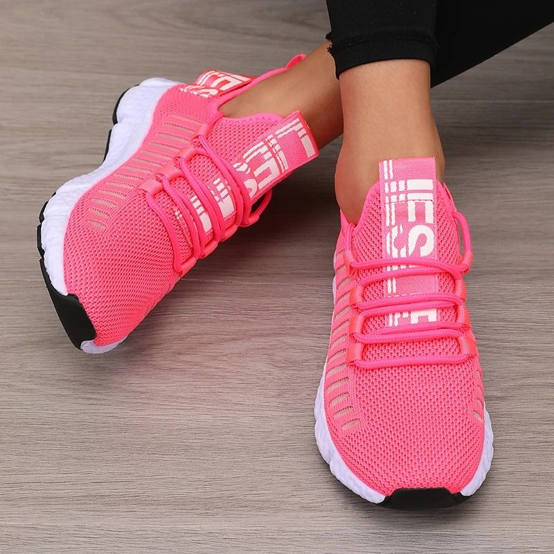 Women Sports Shoes Mesh Lightweight Soft Sole Flat Walking Shoes us 9.5 white