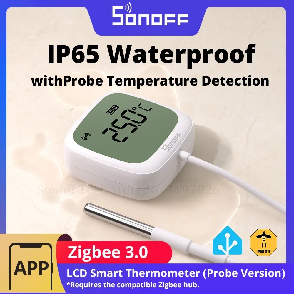 Zigbee Smart LCD Thermometer With Waterproof Probe And App Control Zigbee Smart LCD Thermometer With Waterproof Probe And App Control