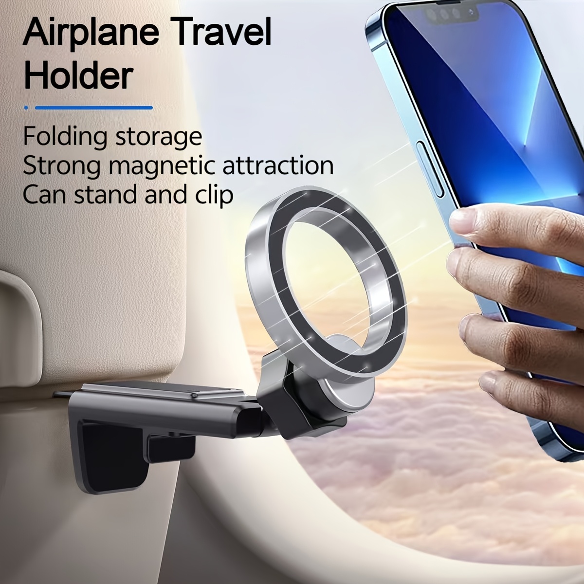 Universal Magnetic Cell Phone Holder, Airplane Travel Essentials Tray Table Phone Mount & Adjustable Desktop Holder lx 01