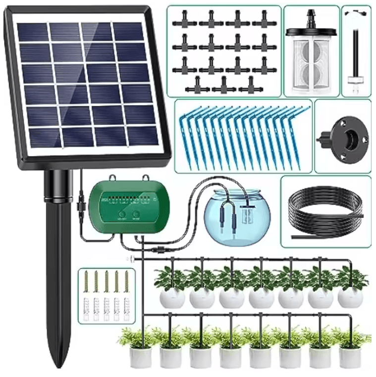 Solar Powered Drip Irrigation Kit For Potted Plants And Garden Watering Solar Powered Drip Irrigation Kit For Potted Plants And Garden Watering