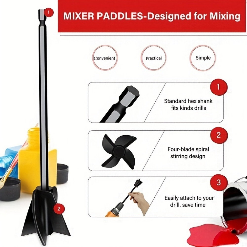 Resin Mixer Paddle, Black Epoxy, Attachment, Perfect Mixing Tool 2pc