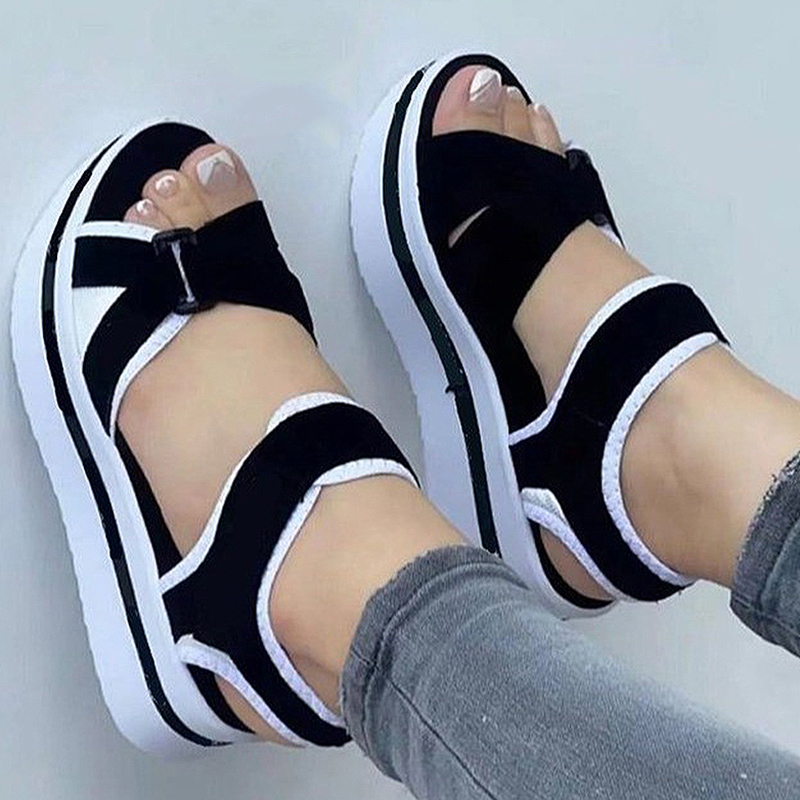 Comfortable Summer Sandals For Women, Outdoor Walking & Party Wedge Shoes, Elegant Beach Footwear Female Sandals black 39