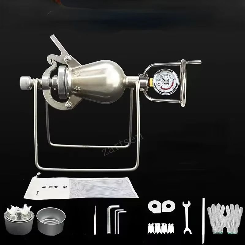 Stainless Steel Manual Popcorn Maker Open Fire Popcorn Machine For Home & Outdoor Use 100ml No Accessory