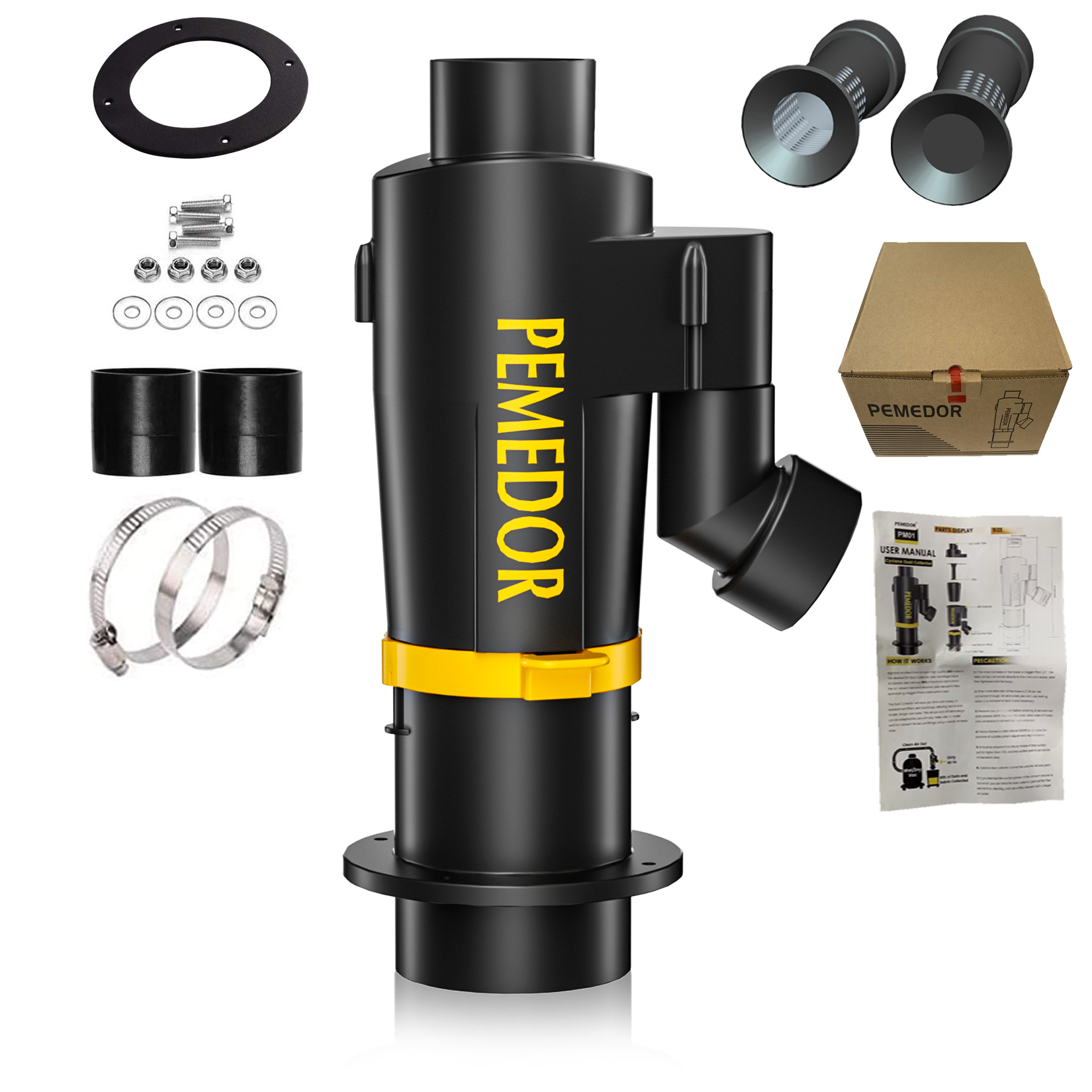 High Efficiency 2 Cyclone Dust Separator With 2 Filters, Woodworking Dust Collector For Shop Vacs And Extractor System High Efficiency 2 Cyclone Dust Separator With 2 Filters, Woodworking Dust Collector For Shop Vacs And Extractor System