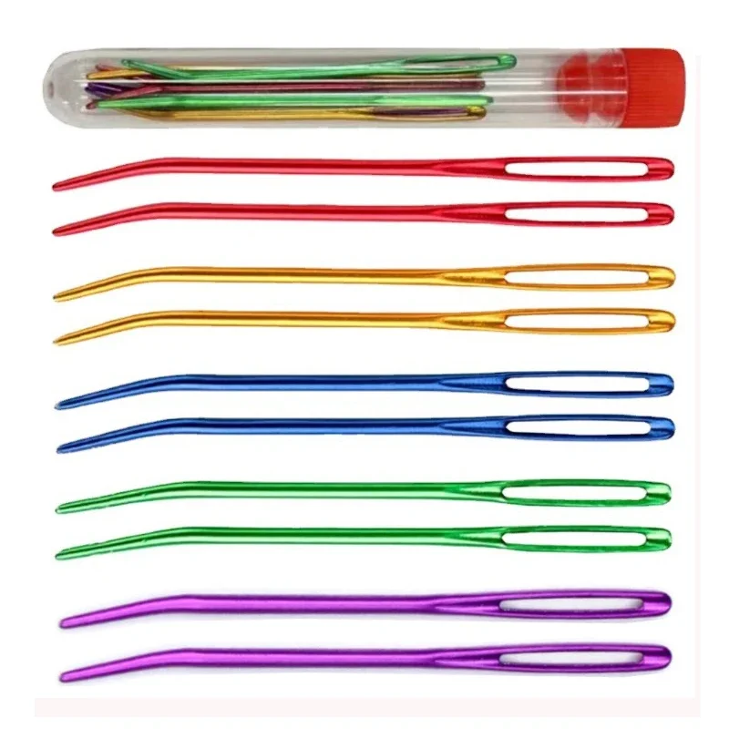 Big Eye Curve Bent Needle, Yarn Knitting Weaving Needles For Crochet, Tapestry & DIY Sewing Accessories purple