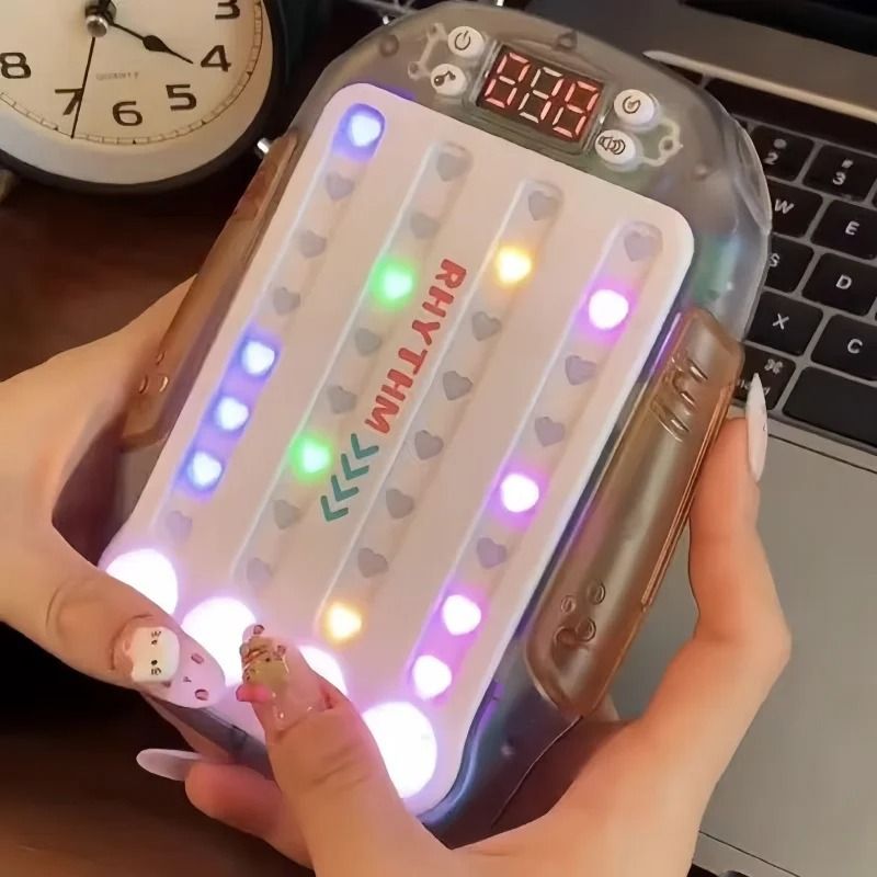 Quick Push Game Eye Sensory Console Multiplayer Versus Board Game Handheld Gamepad Training Toy transparent Grey