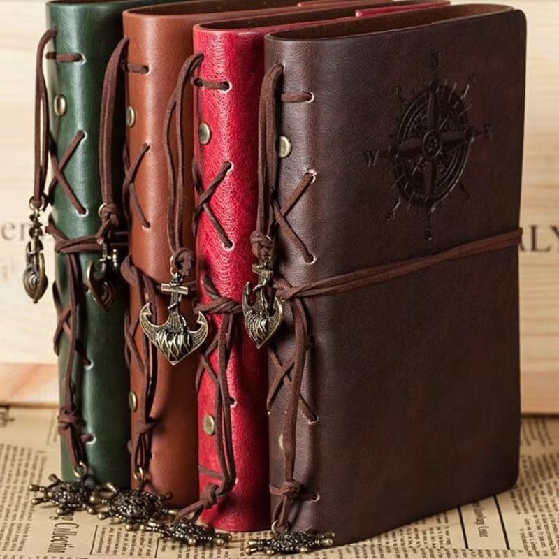 Vintage Leather Spiral Notebook Journal Retro Traveler Diary With Refillable Pages khakiinner large 165x235mm