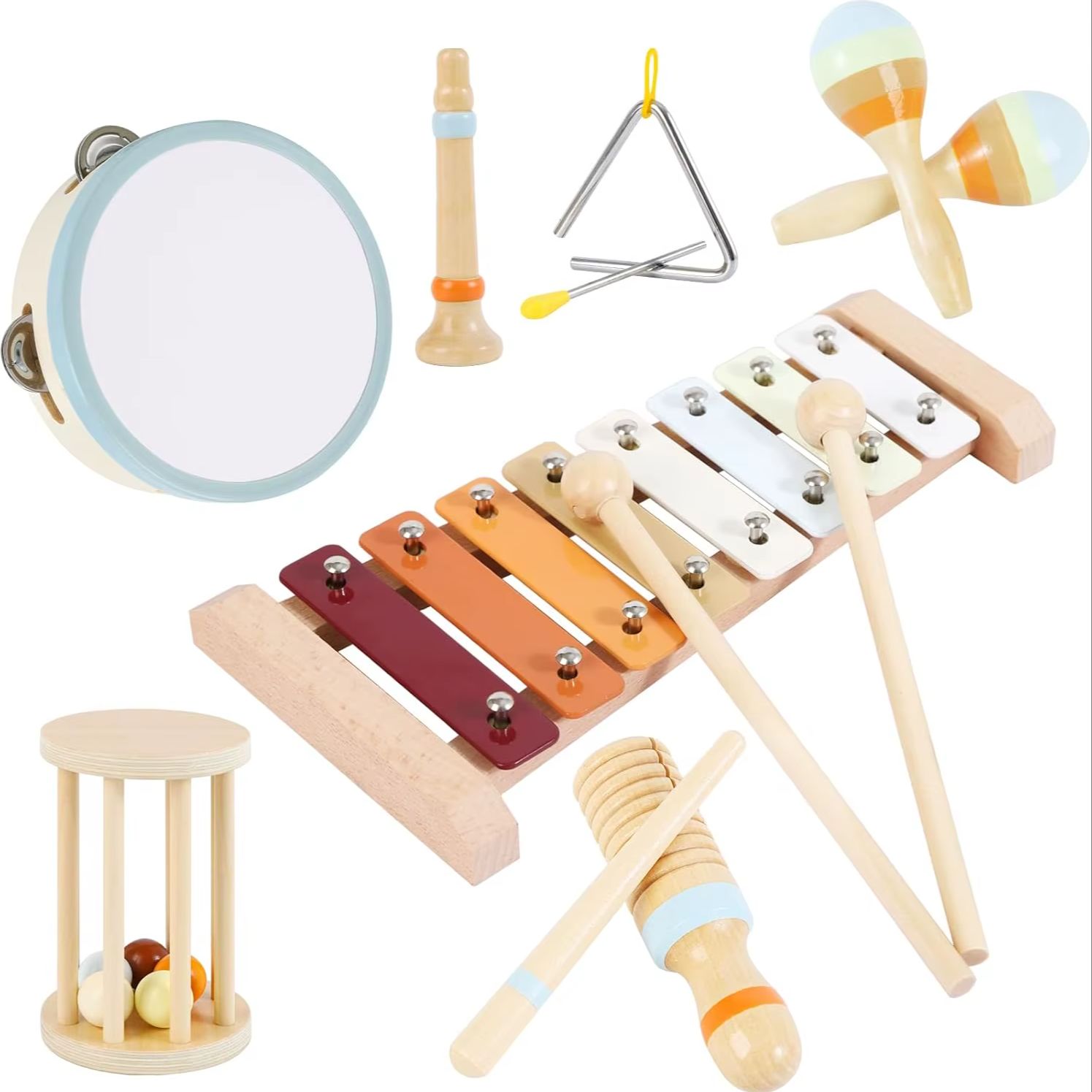 Baby Musical Instruments Montessori Wooden Toys, Percussion Xylophone Set For Toddlers, Preschool Educational Gifts little Crocodile