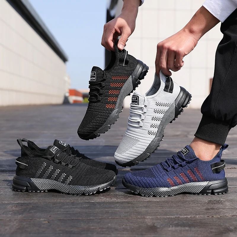 Men Casual Sneakers Lightweight Breathable Mesh Slip On Running Shoes blue 8.5