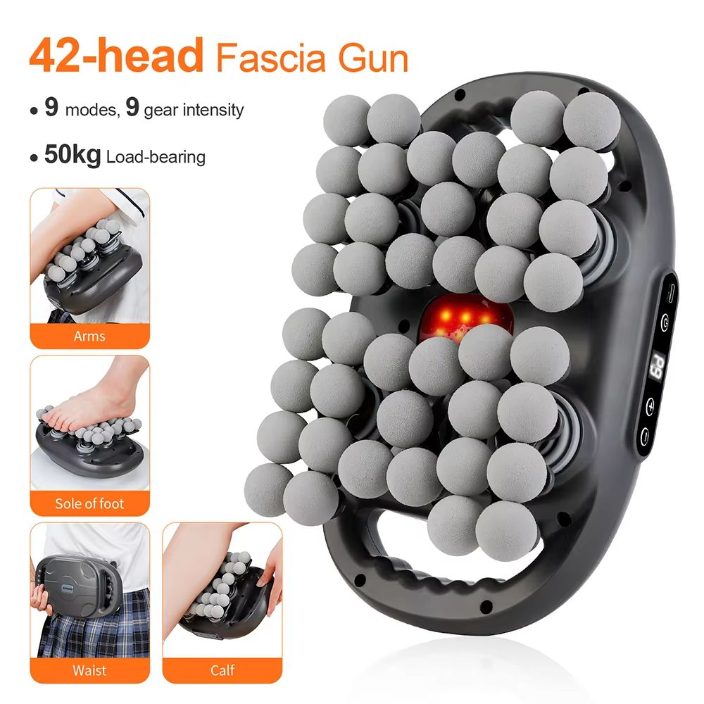 Ultimate 42 Heads Fascia Gun High Frequency Vibration Full Body Recovery Massager 12 Head white
