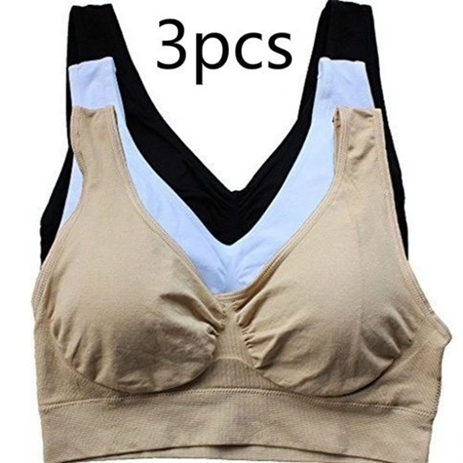 3 Pack Women's Seamless Wireless Bra Crop Top Sleep Bra Yoga Sports Bra Comfortable Push Up Underwear multicolor xl