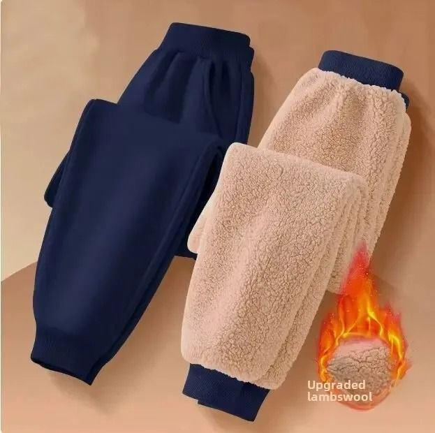 Kids Fleece Lined Warm Sports Pants Casual Winter Trousers 66.9 In blue