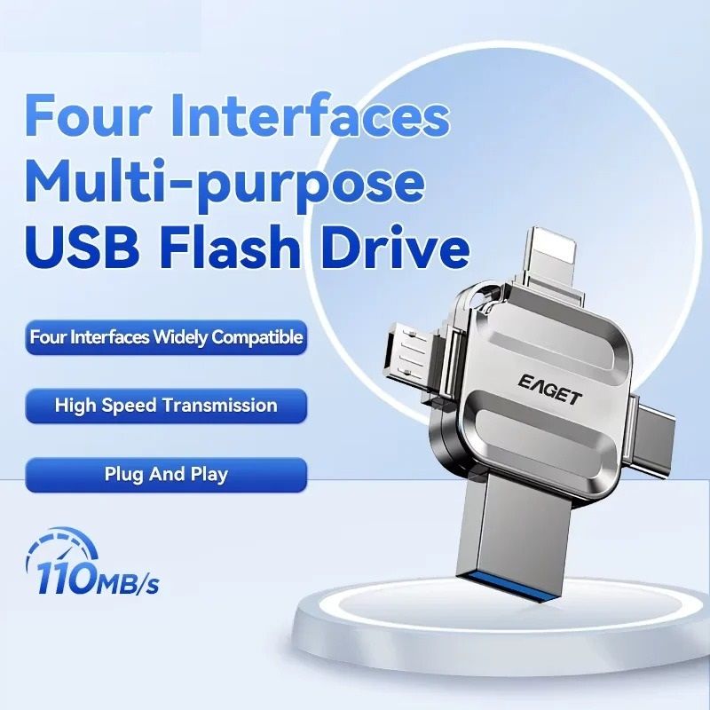 4 In 1 USB Flash Drive With Type C Micro And Lightning Ports 64gb i71