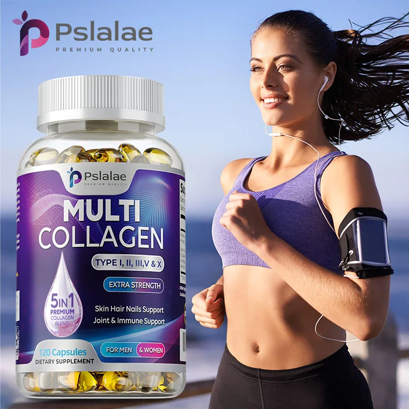Hydrolyzed Multi Collagen Complex Capsules, Natural Energy Supplement For Anti Aging, Skin, Joint, Hair Bone Health 30 Capsules