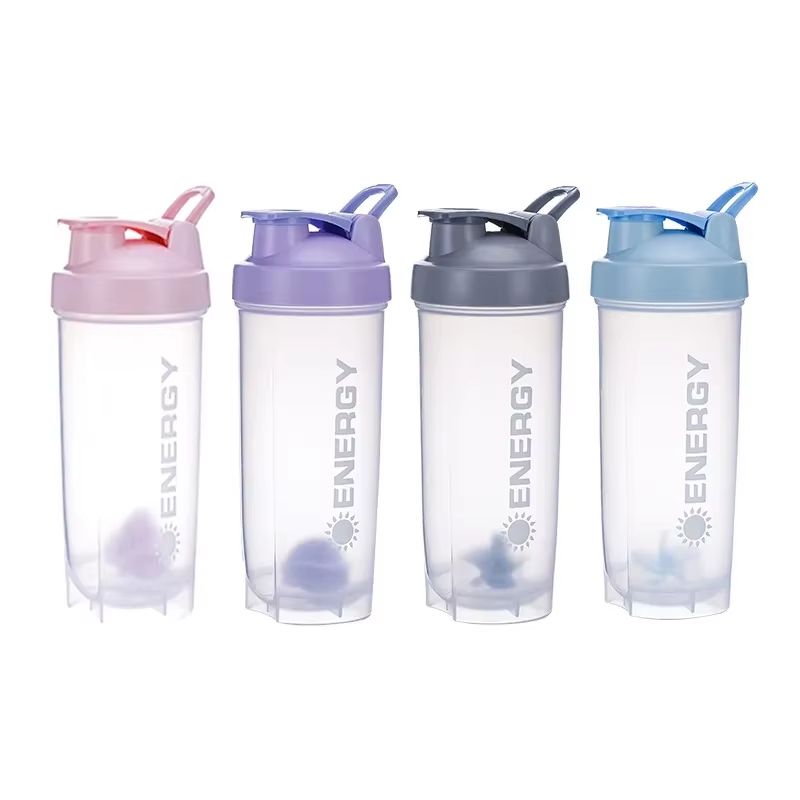 Leak Proof Protein Shaker & Sports Water Bottle With Powder Compartment 500 700ML Portable Travel Juice Cup pink Powder 700ml