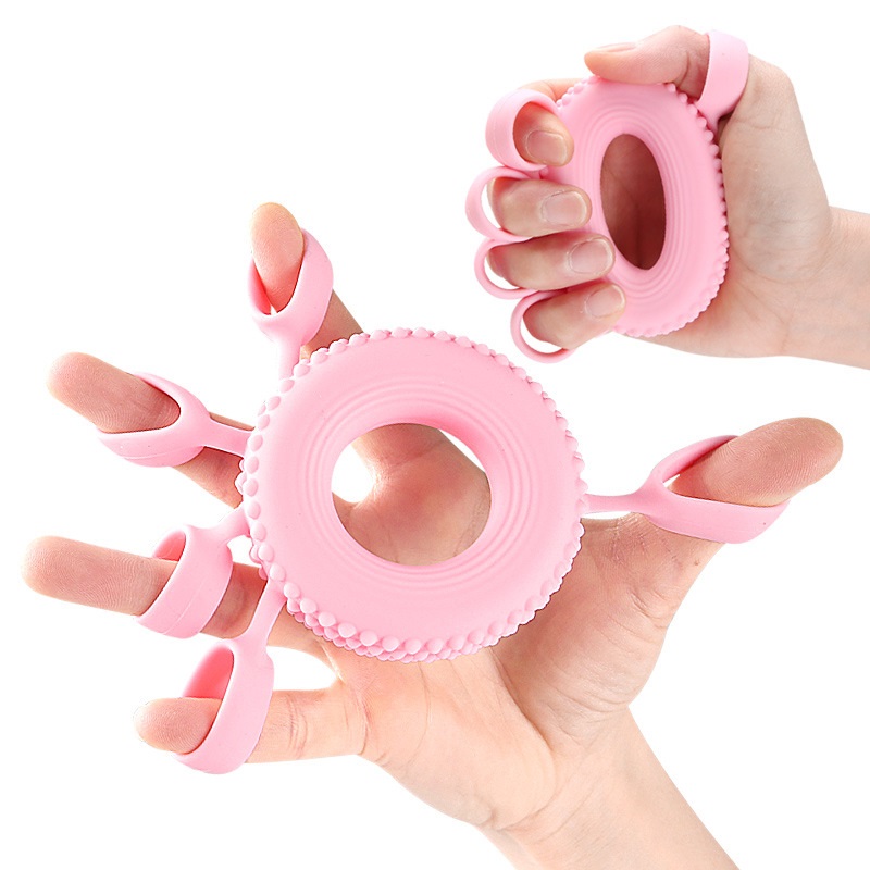 Finger Flexibility Finger Exerciser, Silicone Grip Strength Trainer, Hand Grip Strengthener, Anti Slip Exercise Tool pink