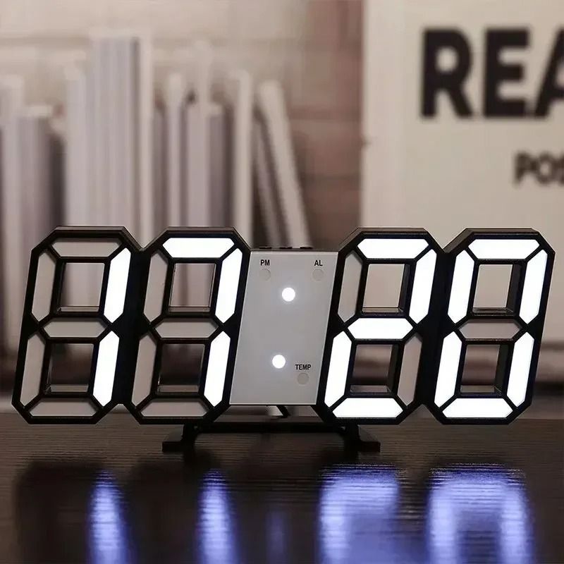3D LED Digital Alarm Clock With Date And Temperature Display style 4