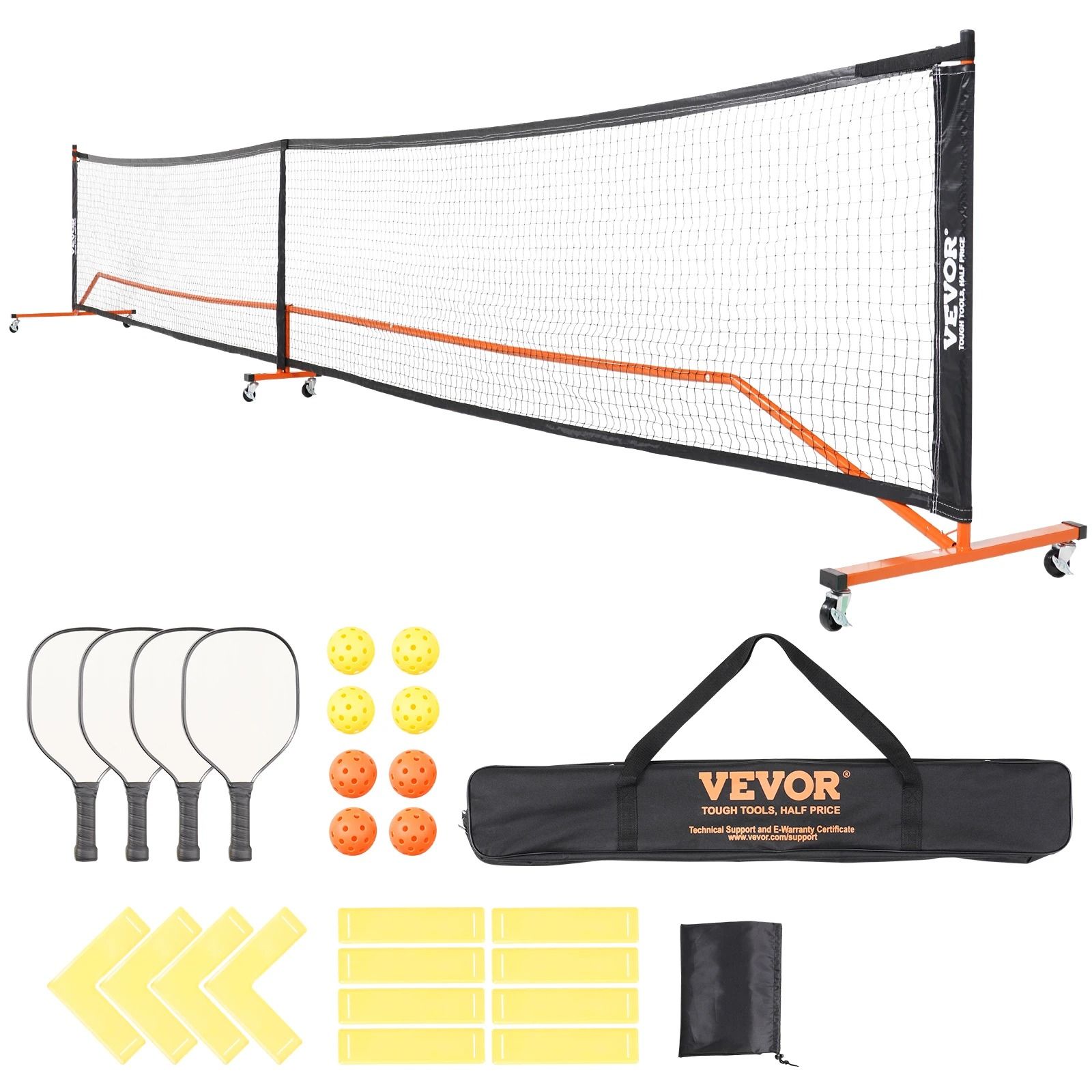 Portable 22 Foot Regulation Pickleball Net System racket And Ball