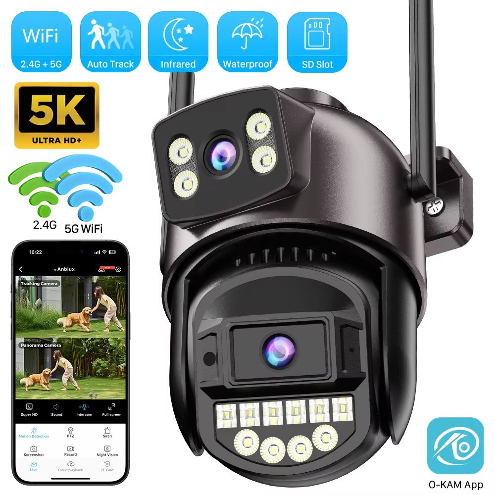 O KAM 10MP 5K Dual Lens PTZ IP Camera Wireless Outdoor Surveillance With AI Human Detection & Auto Tracking 8mp No Sd Card uk