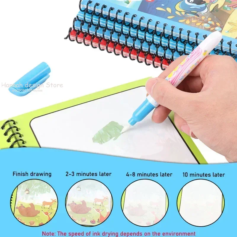 Reusable Magic Water Coloring Book For Kids DIY Sensory Drawing Toys With Water Pen, Mess Free Toddler Painting Activity type 13
