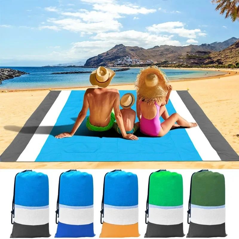 Waterproof Pocket Beach And Picnic Mat grey White Green 200cm X 140cm