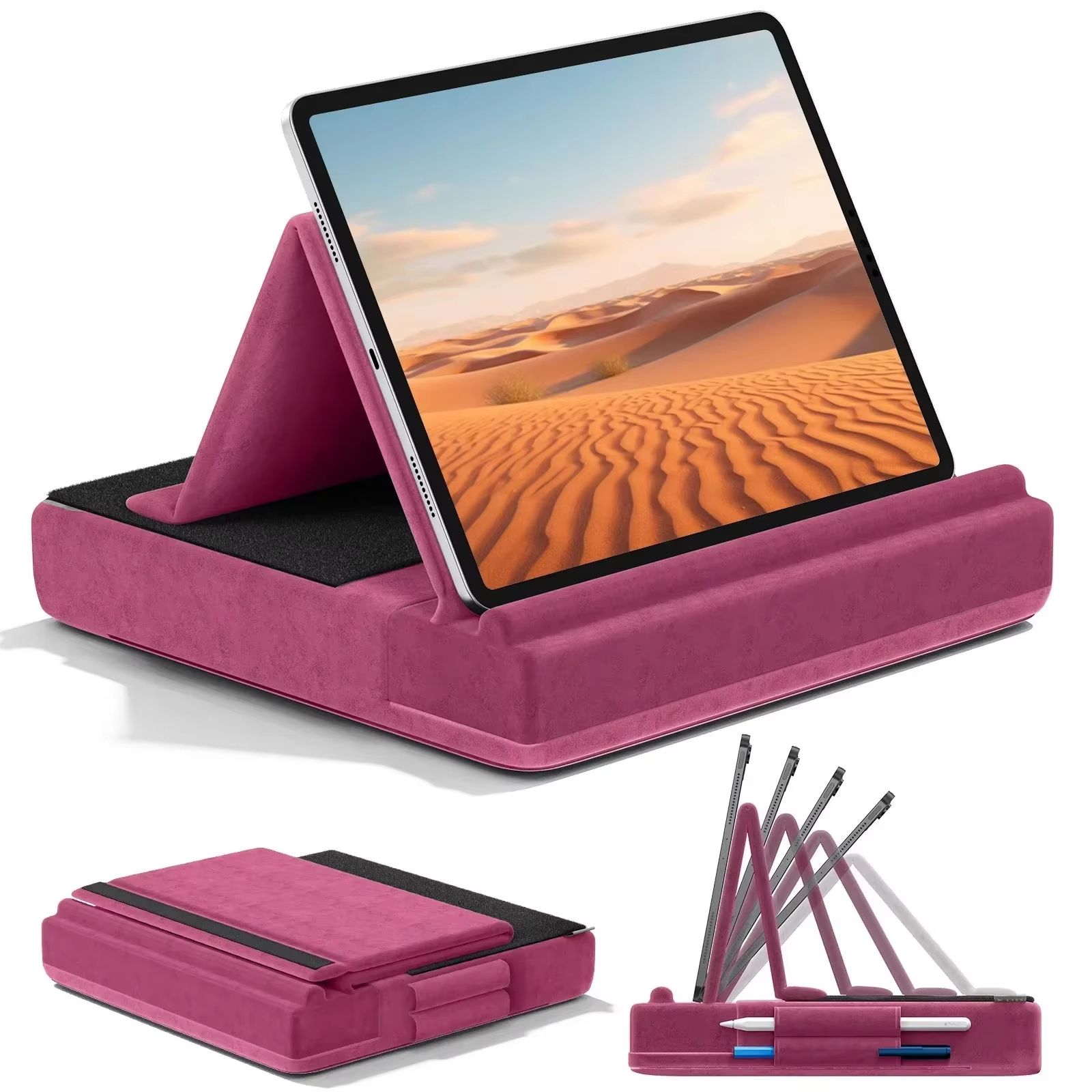 ComfyView Upgraded Tablet Pillow Stand Multi Angle IPad Holder With Stylus Dock For Lap, Bed & Desk b