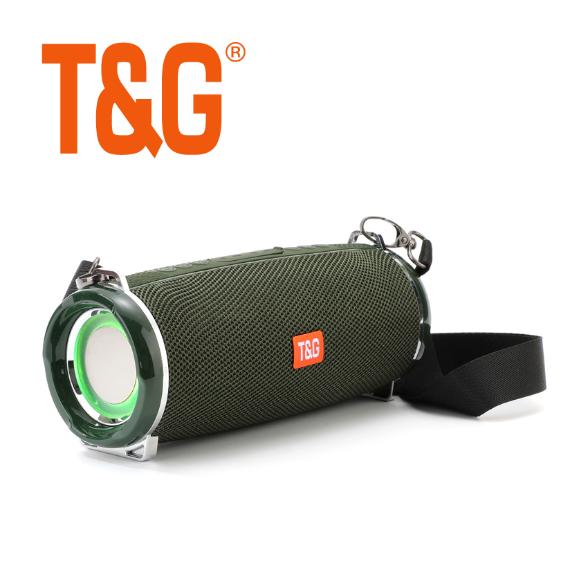 Waterproof Outdoor Subwoofer Stereo Speaker, 2400MAH TG192 Bluetooth Boombox, RGB LED Light Wireless Speaker For Travel green