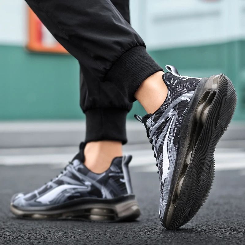 Air Cushion Breathable Mesh Sneakers For Men white 8.5