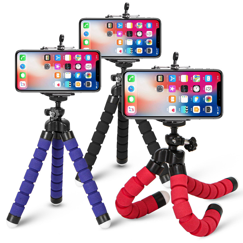 Adjustable Mini Tripod, Universal Mobile Phone Holder, Desk Stand, Selfie Stick Mount For Home, Bed, Desktop, Outdoor red