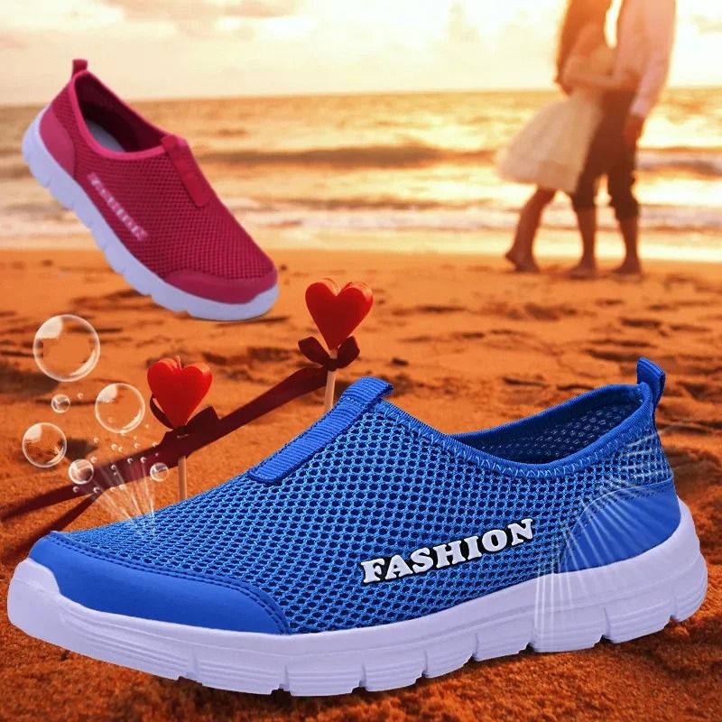Breathable Mesh Casual Men Shoes Lightweight Summer Sneakers rosy Red 5