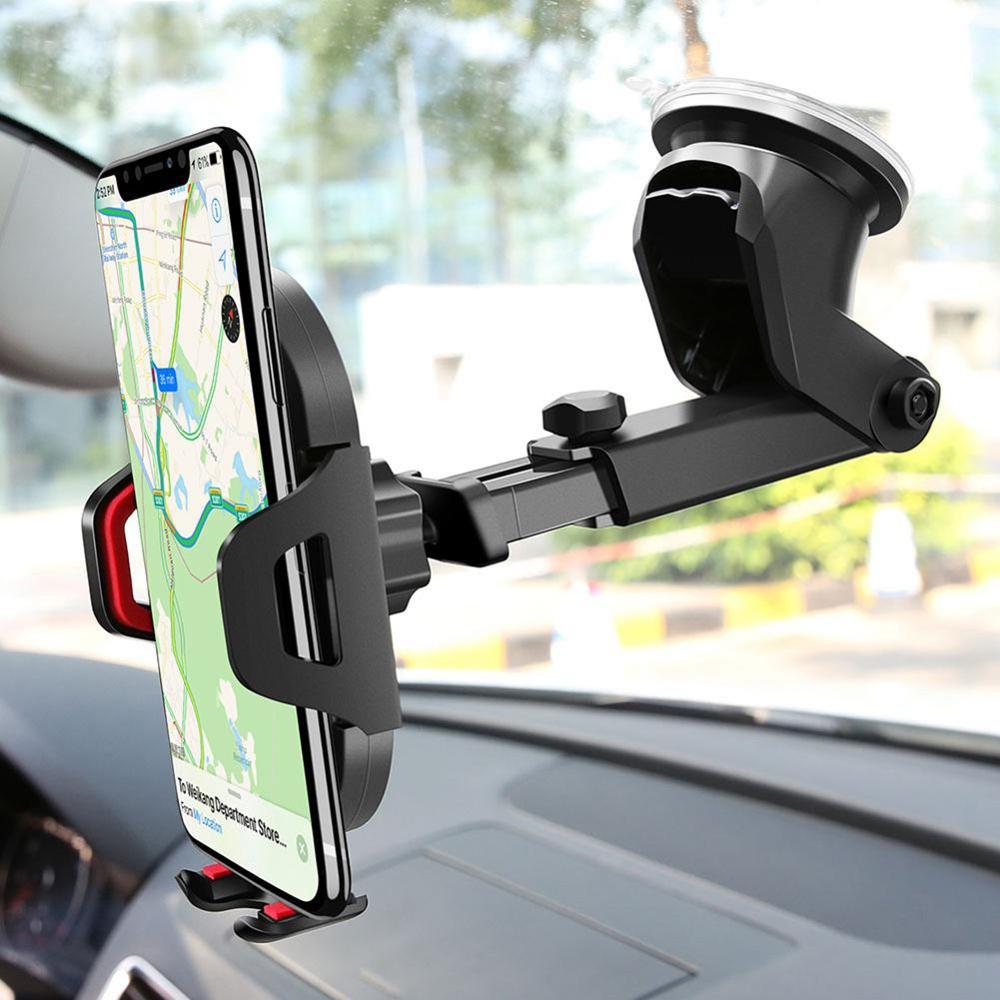 Mobile Phone Holder Stand In Car, Sucker Car Phone Holder, No Magnetic GPS Mount Support For IPhone 12 Xiaomi Samsung red