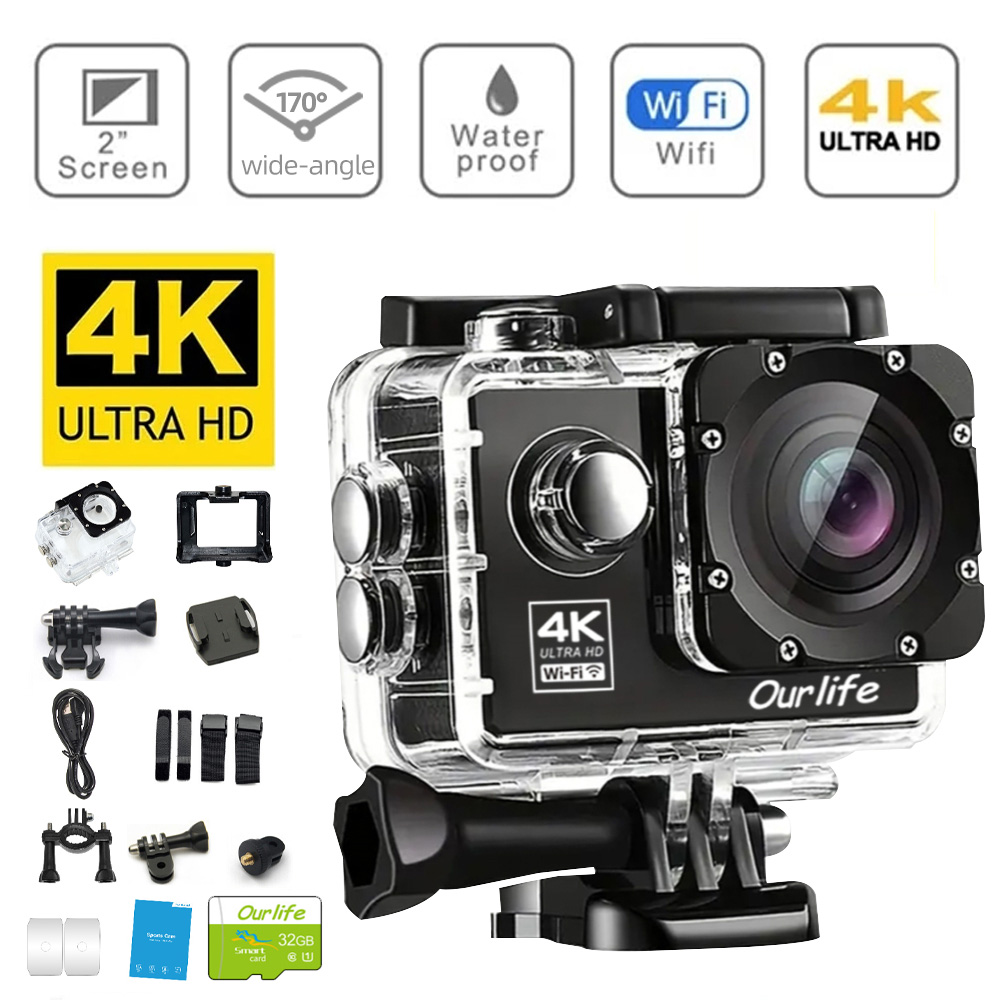 Action Camera Ultra HD 4K30FPS 16.0MP Wi Fi 2.0" Screen 170D DVR Webcam Underwater 30M Helmet Video Recording Sport Camera Action Camera Ultra HD 4K30FPS 16.0MP Wi Fi 2.0" Screen 170D DVR Webcam Underwater 30M Helmet Video Recording Sport Camera