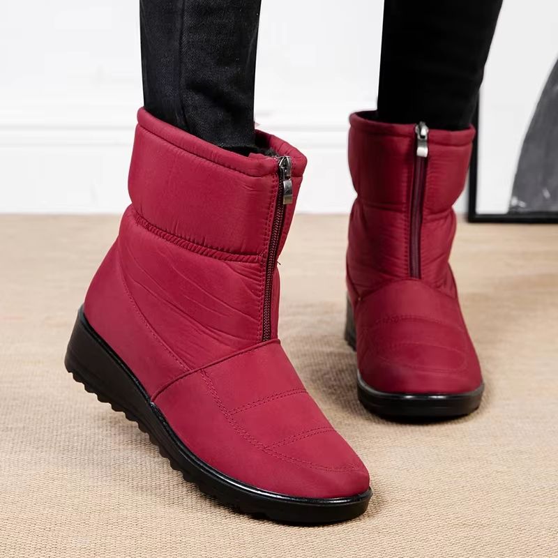 Women's Waterproof Winter Snow Boots Warm Plush Ankle Booties With Front Zipper & Non Slip Sole blue 43(us 10)
