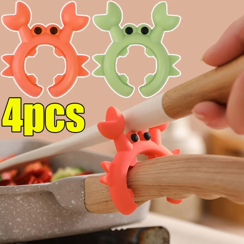 4 1PCS Silicone Spatula Rack, Small Crab Anti Scalding Pot Clip, Universal Spoon Holder Clip, Overflow Shovel Rack red 2pcs